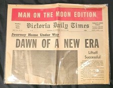 1969 Vintage Newspaper: Victoria Daily Times Man On The Moon Apollo 11 Moon picture