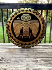 Antique Medieval Athenian Owl Authentic Greek Hoplite Shield Armor Handmade Gift picture