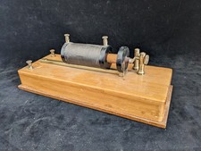 Vintage Detroit Coil Co Ruhmkorff Induction Spark Coil Wood Base Untested picture
