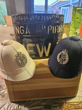 Vintage 2 X New Zealand Police Helmets And Metal  Storage Box picture