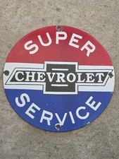 VINTAGE SUPER CHEVROLET SERVICE PORCELAIN SIGN 12
