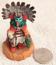 Minature Hopi Early Morning Kachina Signed T.A. David 1 Piece Carving Detailed  picture