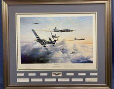GATHERING OF EAGLES lithograph, Signed by 18 WWII Aces & Artist, limited edition picture