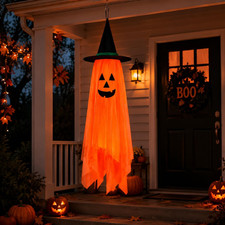 Halloween Hanging Decorations Ghost and Witch Hat Ornaments 39.4 Inch Foldable picture