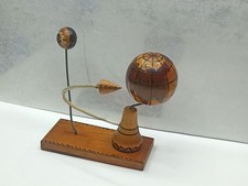 Vintage USSR Space Rocket Globe Table Souvenir Sputnik Wood Mir Moon Soviet 60s picture