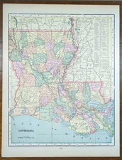 Vintage 1899 LOUISIANA Map 14
