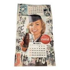 1953 Coca Cola Calendar U.S Navy Woman Drinking Coke September October Vintage picture