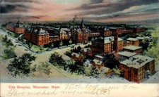 Worcester, Mass, City Hospital, Snowy Scene,  Vintage Postcard 1845 picture