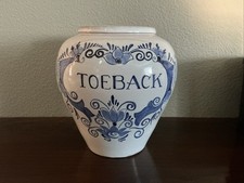 Vintage Goedewaagen Gouda Holland Delft Blue TOEBACK Tobacco Jar Canister 6166 picture