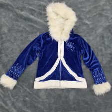 Disney Frozen The Broadway Musical Elsa Zip Hoodie Jacket Faux Fur SZ L HTF NWT picture