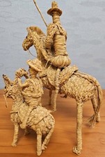 Vintage Rare Hand Woven Don Quixote on Horse & Sancho Panza on Donkey, Figurines picture
