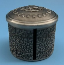 USPS US post office metal roll stamp dispenser with intricate flower rose patter picture