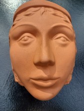 Vintage RARE  Rookes Pottery England Terracotta Goddess Head Wall Planter picture
