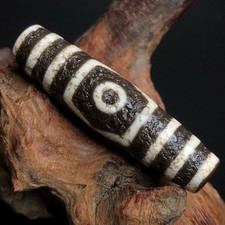 Rare Tibetan Buddhism Agate 3 Eyes Totem Dzi Bead Amulet Necklace Pendant A192 picture