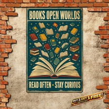 I Read And I Know Things Book Lover Metal Sign Vintage Library Art picture