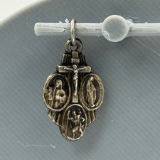 CHS 4 Way Catholic Sterling Silver Scapular Medal Pendant Religious Charm Vtg picture