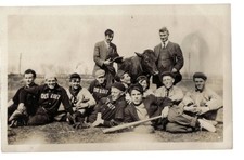 Vintage RPPC Detroit Baseball Team & Cow Postcard Oregon 1910s Americana picture
