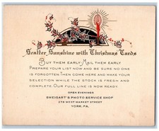 Christmas Holly Candle Sweigart's Photo Service Shop Advertising Postcard picture