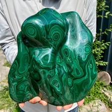16.42LB Natural glossy Malachite transparent cluster rough mineral sample picture
