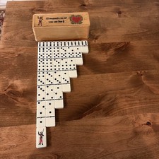 Vintage Don Q Quixote Domino Set Puerto Rico Rum Advertising Wooden Box 1970s picture