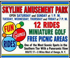 Vintage Skyline Amusement Park Ad Magnet - West Owego, New York picture