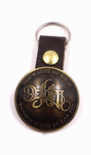 THE WAGES OF SIN IS DEATH BIBLE VERSE METAL /LEATHER BOLD KEY CHAIN  3