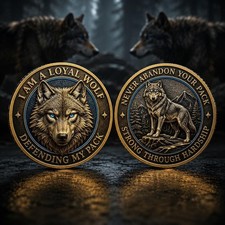 Loyal Wolf Pack Challenge Coin, Never Abandon Your Pack Inspirational Gift picture