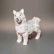 Vintage American Eskimo Dog Resin Figurine 1970s Home Decor Pet Cute Ornament  picture