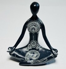 VTG  10” Yoga Reiki Meditation Statue Figurine Black White Detail Freestanding picture