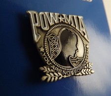 FREE SHIP Lapel Pin POW*MIA You Are Not Forgotten Black Enamel Pewter 1