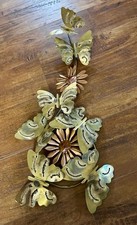 Vintage Metal Butterfly Floral Wall Sculpture picture