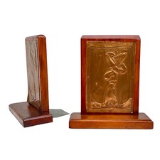 Vintage South Western Hammered Copper Sombrero Pine Bookends - A Pair  picture