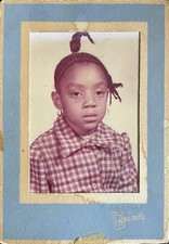 VTG Portrait Photo Black African American Girl Bored Expression Braided Hair 70s picture