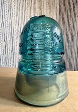 Vintage Aqua Blue Green Glass Insulator Dated Feb 12 1884 No Chips picture