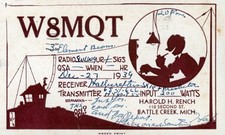 Vintage Amateur Radio QSL Postcard, 1939, W8MQT, Battle Creek, MI, Scott #804 picture