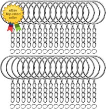 50PCS Bulk Keychains Set Split Keychains Rings with Chain 1 Inch Key Rings picture