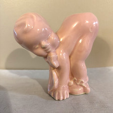 1940's Vintage Ceramic Pink Kewpie Baby Planter Nursery Decoration picture