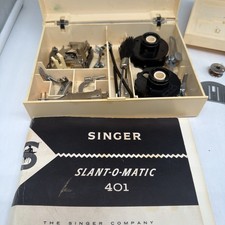 Vintage Singer 401A Slant-O-Matic Sewing ACCESSORY BOX, Manual & More picture