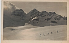 CLIMBERS AT THE JUNGFRAU SUMMIT POSTCARD BERNESE ALPS SWITZERLAND 1924 RPPC picture