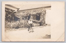 1910 Andover NH Boy on Bicycle RPPC Postcard - Don W. Buswell Addressed picture
