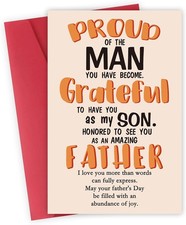 Father's Day Card for Son, Proud of You Gift from Dad & Mom picture
