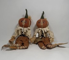 Set Of 2 Retired Joe Spencer Gathered Traditions 14” Peter Pumpkin Man Dolls picture