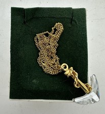 SWAROVSKI Swan Signed Crystal Memories Anchor Necklace NIB Vintage Navy Naval picture
