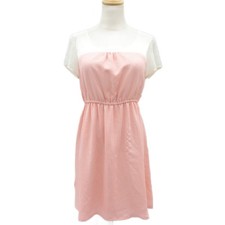 Ray Beams Dress Neon Orange Striped Pattern Switching Round Neck Short Sleeve picture