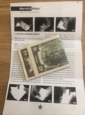 Vintage Magic Trick Colour Changing Money Magic Trick W/ Inst. Rare $2 to $100 picture