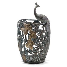 Stunning Peacock And Leaves Candleholder Aluminum Home Decorative Collectible picture