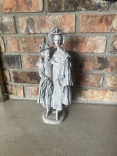 Victorian Mom & Girl Statue cold cast porcelain weathered color palette 12'' picture