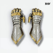 15th Century GoldPlated Medieval  Knight Steel Armor Gountlet For LARP & Cosplay picture