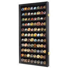 DisplayGifts Military Challenge Coin Display Case Poker Chips Holder Wall Cab... picture