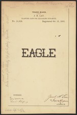 Photo:1883 J H Lau Eagle Brand Blasting Caps Trademark Registration picture